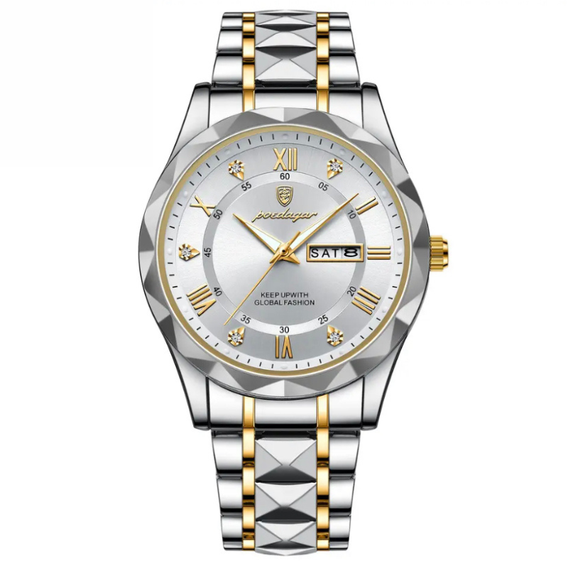 POEDAGAR Luminous Steel 40mm Watch - Resistente all'acqua | Acciaio trasferito