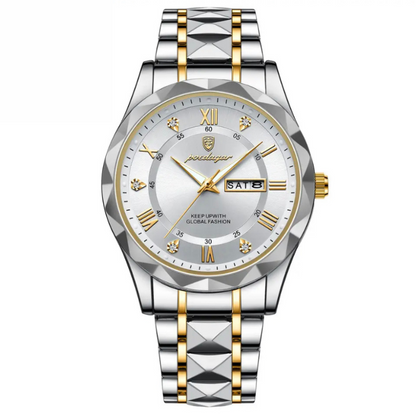 POEDAGAR Luminous Steel 40mm Watch - Resistente all'acqua | Acciaio trasferito