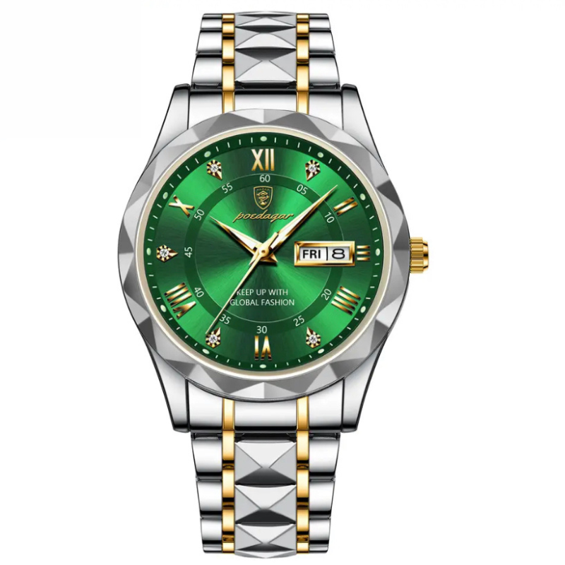 POEDAGAR Luminous Steel 40mm Watch - Resistente all'acqua | Acciaio trasferito
