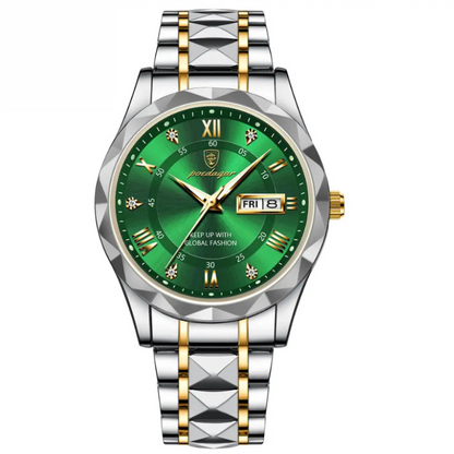 POEDAGAR Luminous Steel 40mm Watch - Resistente all'acqua | Acciaio trasferito