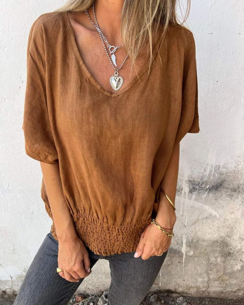 Muse - T-shirt bohémien con scollo a V