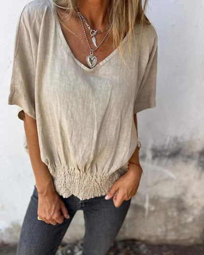 Muse - T-shirt bohémien con scollo a V