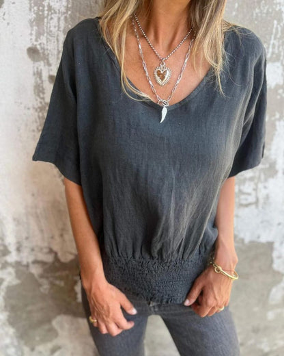 Muse - T-shirt bohémien con scollo a V