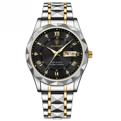 POEDAGAR Luminous Steel 40mm Watch - Resistente all'acqua | Acciaio trasferito