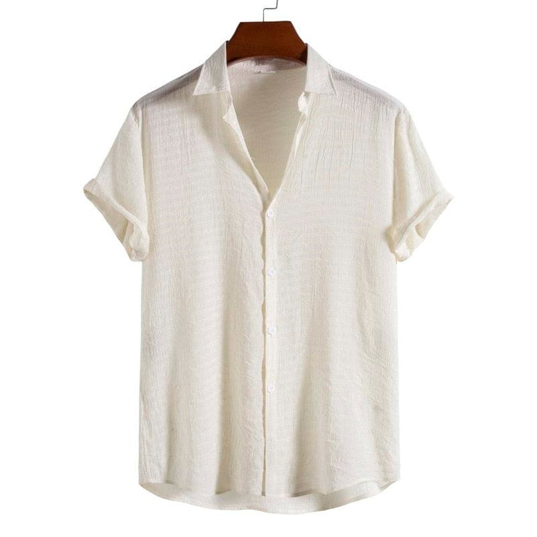 Santorini Beach Off White Short Sleeve Shirt