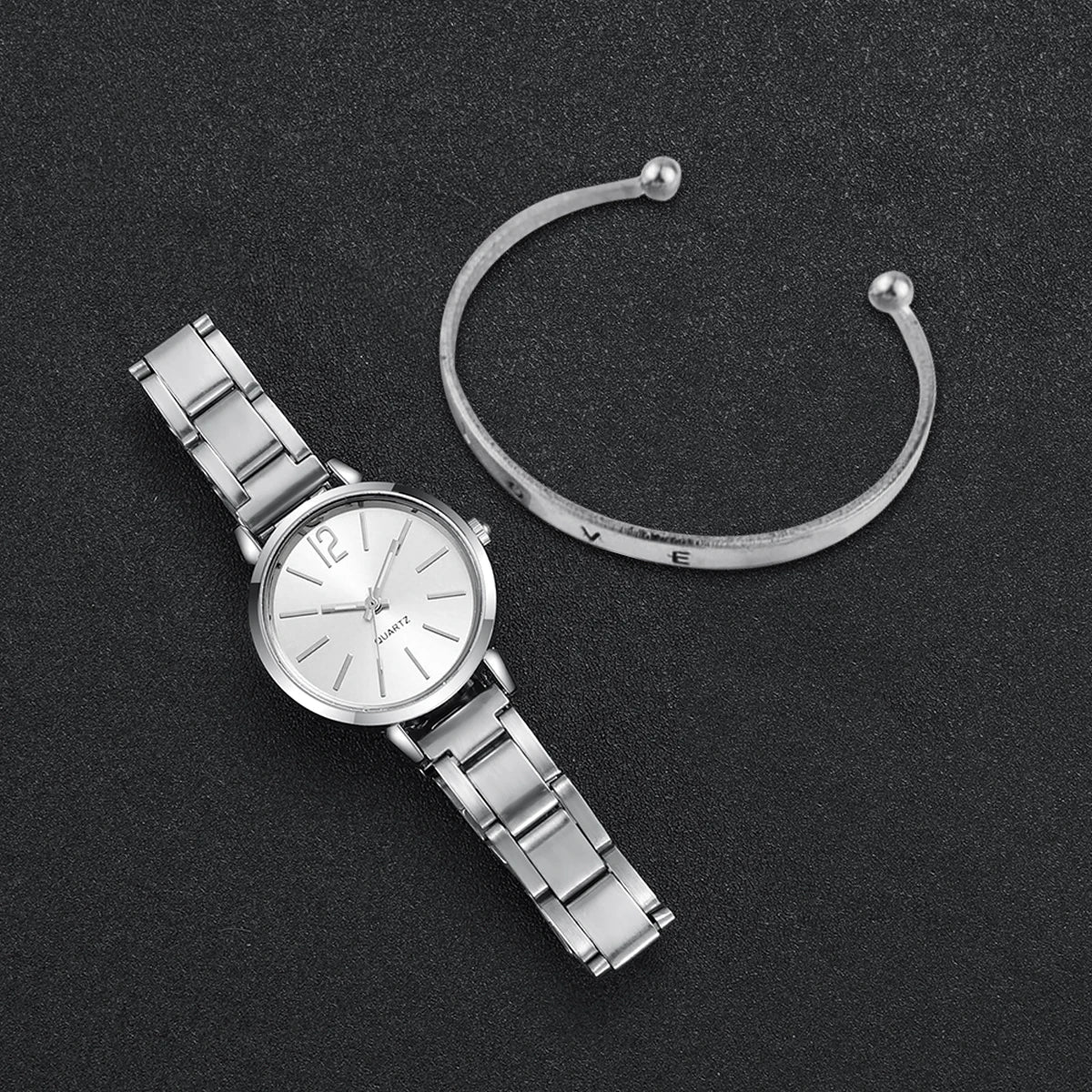 Orologio al quarzo in acciaio inossidabile + bracciale