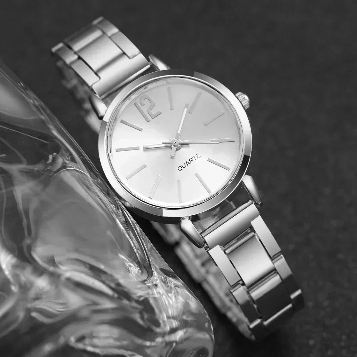 Orologio al quarzo in acciaio inossidabile + bracciale